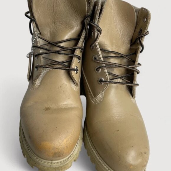 Timberland Beige Leather Work Hiking Lace Up Leather Boots Men's 7 M - Picture 4 of 15